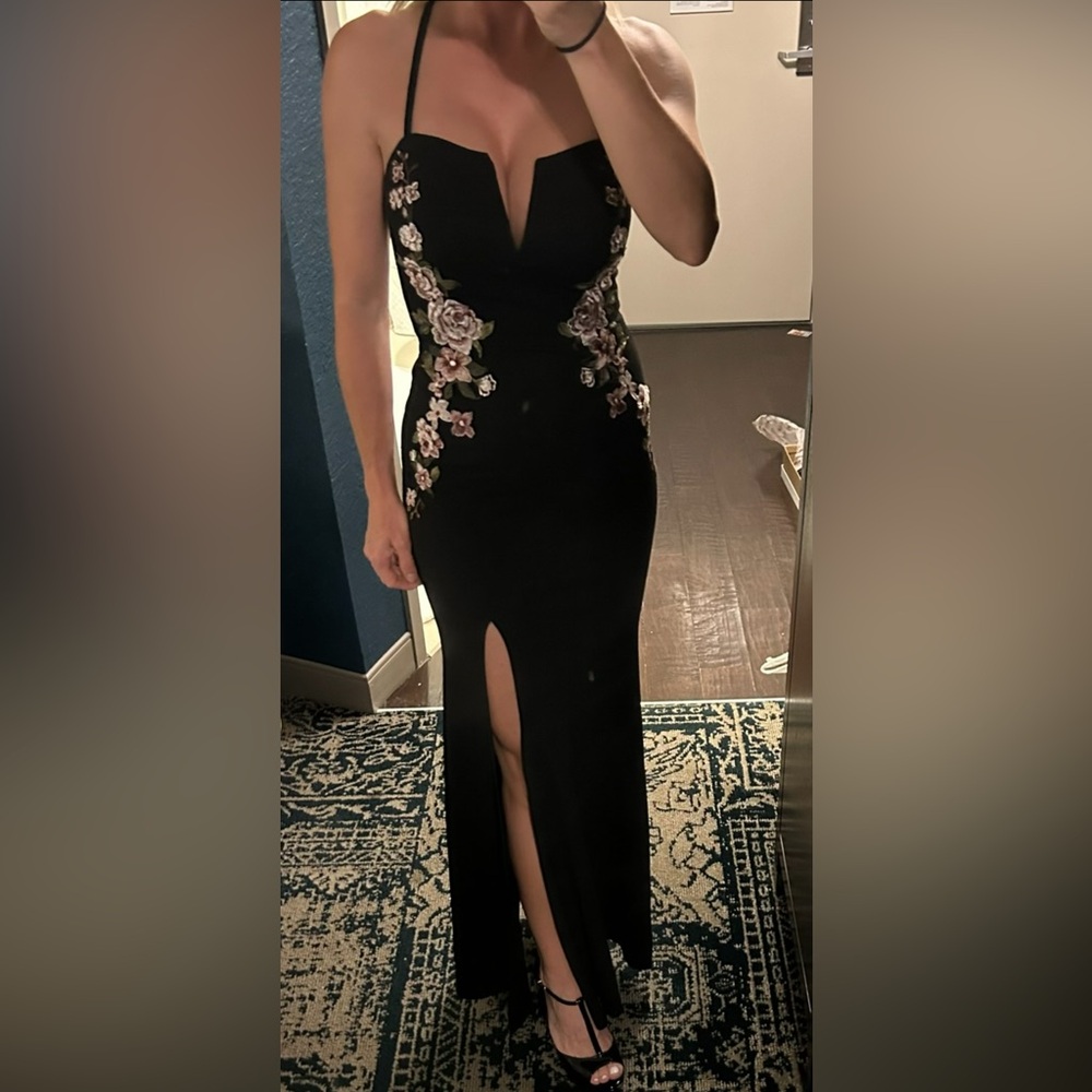 Black Floral Evening Gown